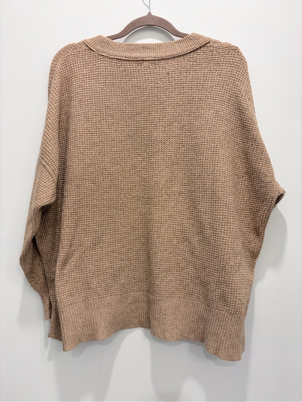 Aerie Tan Waffle Knit Sweater Size M Cozy Oversized - Picture 3 of 8
